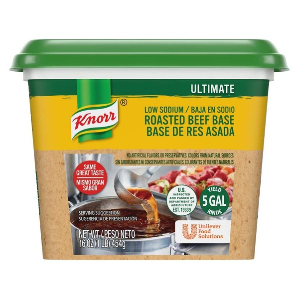 Knorr Professional Ultimate Low Sodium Beef Stock Base Gluten Free, No Artificial Flavors or Preservatives, No added MSG, Colors from Natural Sources, 1 lb, Pack of 6