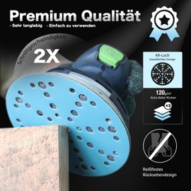Pack of 50 Sandpaper 150 mm Velcro 80 Grit Sandpaper 49 Holes Ceramic Sanding Discs Blue Dust Removal Sandpaper Eccentric Sandpaper 150 mm for Wood Metal Car