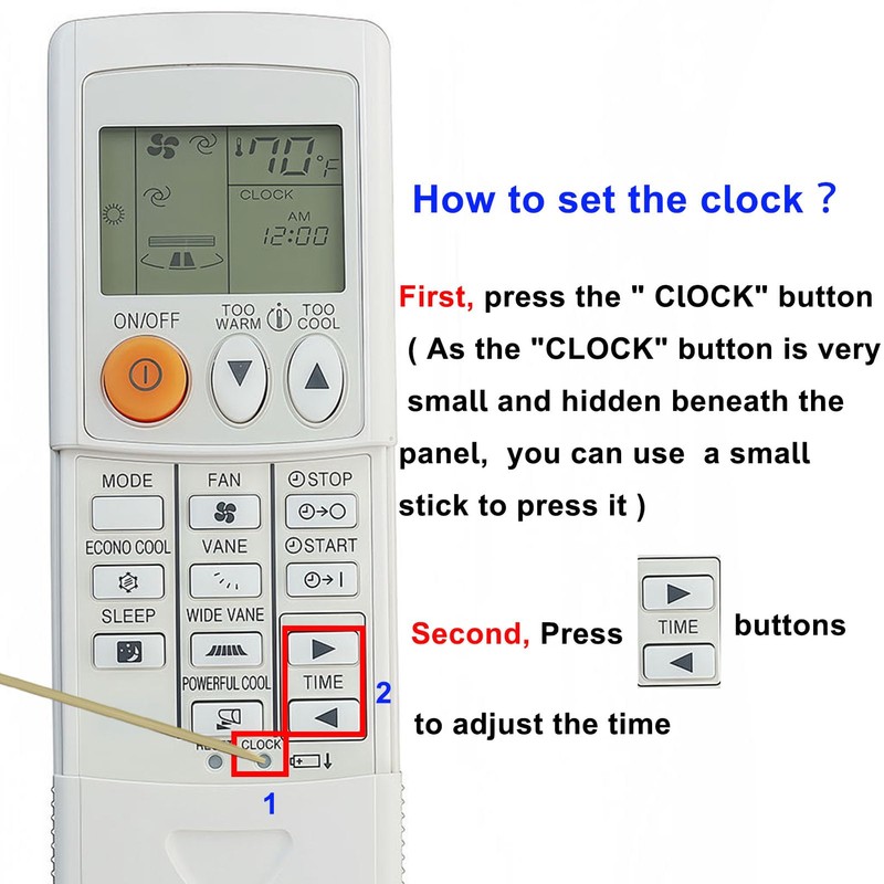 Replacement for Mitsubishi Electric Mr Slim Air Conditioner Remote Control