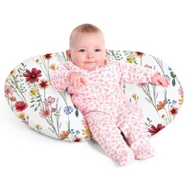 Little Grape Land Nursing Pillow for Infants, Breastfeeding Pillows, Baby Support Pillow for Nursing, Bottle Feeding, Tummy Time with Machine Washable Cover & Breathable Filling, Spring Flower