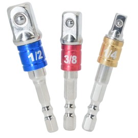 3 Piece Socket Adapter [1/4 inch, /1/2 inch, /3/8 inch), Hexagonal Socket Spanner Wrench Nut Set Adapter Socket Extension for Drills and Cordless Screwdrivers, Ideal for DIY and Professionals