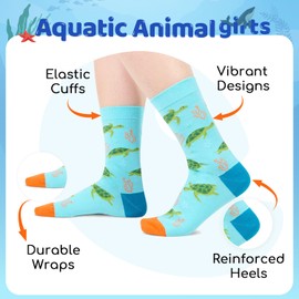 HAPPYPOP Turtle Gifts for Women Men - Funny Sea Turtle Gifts Ocean Gifts, Unisex Turtle Socks Sea Turtle Socks for Teens