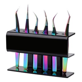 Lash Extension Supplies GEMERRY Tweezer Holder Tweezer Stand for Eyelash Extension Supplies Accessories Tools Acrylic Display Storage 6 Pcs Tweezers Shelf Holder (Black)