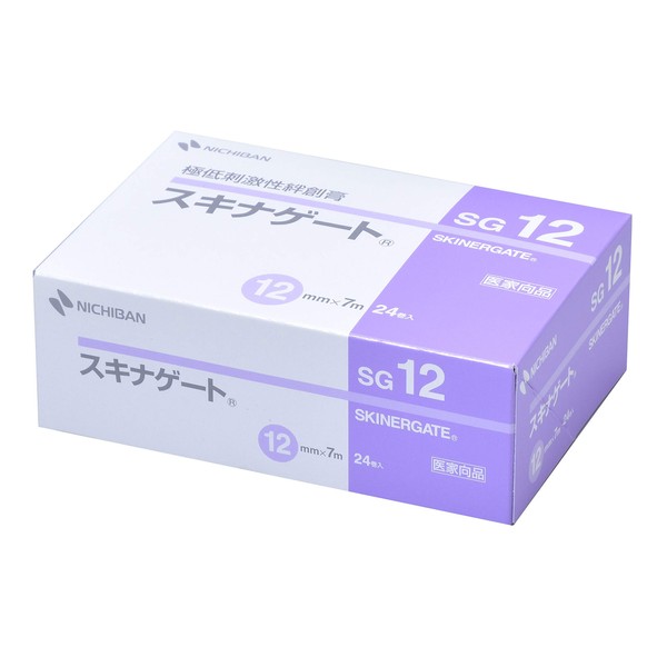 Nichiban SG12 Skinnagate, 0.5 inches (12 mm) x 23.4 ft (7 m), Hypoallergenic, Skin-Friendly, Rash-Resistant