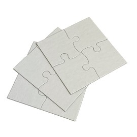 Inovart Lil' Ones 4-Piece Blank Puzzle, 12 Puzzles Per Package, 4" x 4", White