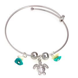 Cape Cod Jewelry-CCJ 3D Turtle and Colored Sand Stones Bangle Bracelet