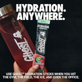 GHOST Hydration Sticks, Electrolyte Powder Packets, Kiwi Strawberry - 24 Sugar Free Instant Electrolyte Drink Mix - Caffeine-Free Daily Hydration & Im