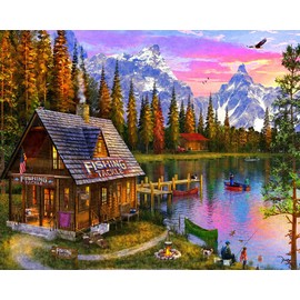 Vermont Christmas Company The Fishing Hut Jigsaw Puzzle 1000 Piece