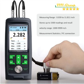 Ultrasonic Thickness Gauge Industrial-882X / Steel, Metals, Plastic, Glass, PVC, Pipes Thickness Gauge Meter – Range 0.039 to 11.811 inch (1-300mm) | Color LCD (All Material)