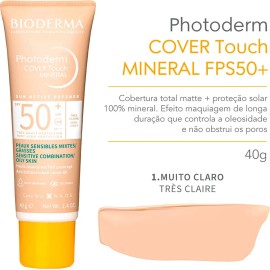 Protector solar facial Bioderma Photoderm Cover Touch Mineral Color 01 SPF 50+ 40 ml