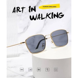 CHICNET Rectangular Sunglasses 400UV Slim Tinted Metal Frame Lenses in Various Colours (Grey, Purple, Brown, Blue, Yellow) and Clear Women Men Vintage Designer Trend 2023, purple, Unit size