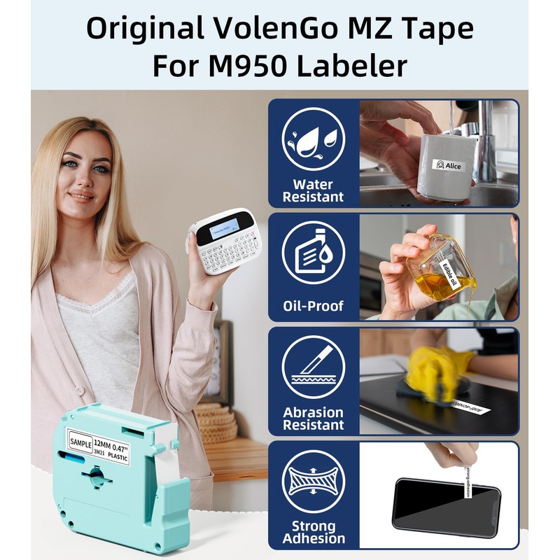 VolenGo M950 Label Maker, Rechargeable Backlit Portable Bluetooth Labeler Machine