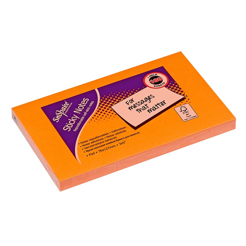 Snopake Sticky Notes - Neon/Assorted Colours (Pack of 6, 100