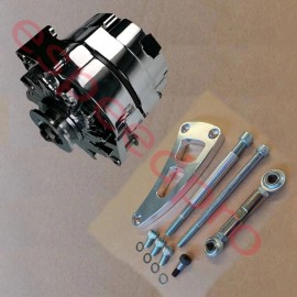 espeedpro21 Chrome Chevy BBC 454 140 Amp 1 or 3 Wire Alternator & LWP Aluminum Bracket Kit