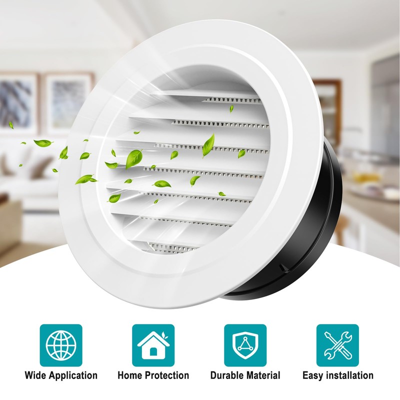 HG Power 6 Inch Round Air Vent, ABS Louver Grille