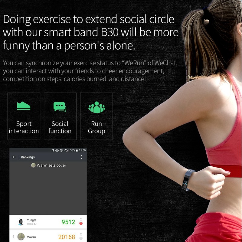 Business Fashion Color Screen Smart Bracelet Pedometer Heart Rate Monitoring