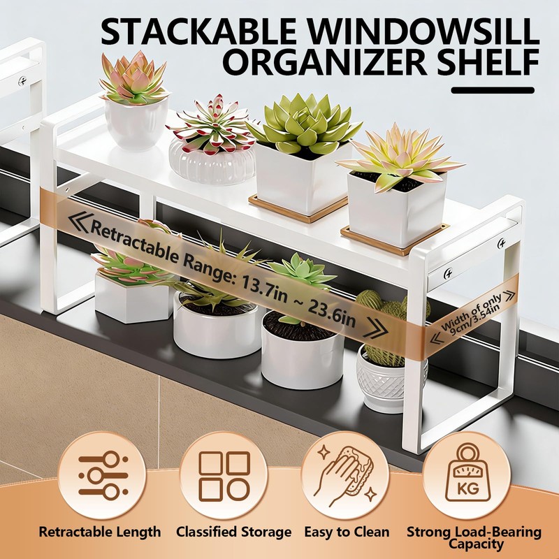 Stuzos Retractable Over The Sink Shelf - Carbon Steel Window
