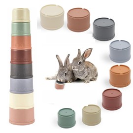 WNXBFO 8 PCS Stacking Cups for Rabbits, Stacking Cups for Rabbits-Bunny Toys for Hiding Food and Playtime Fun, Stack Up Cups For Rabbits Small Animals, Multi-Coloured and Various Sizes