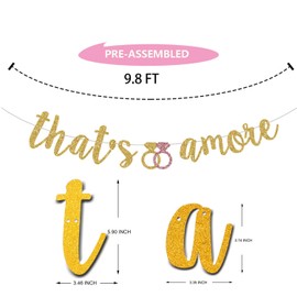 That's Amore Banner， Gold Glitter Wedding Party Garland Supplies Bridal Shower/Bachelorette/Engagement Party Decorations Pre-Strung