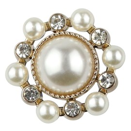 5 Pcs Luxurious Pearl Water Diamond Gold Metal Hollow Intricate Design Flower Buttons for Sewing, Blazer, Suits, Sport Coat, Uniform, Jacket