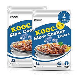 [NEW] KOOC Disposable Slow Cooker Liners and Cooking Bags, Extra Large Size Fits 6 - QT Pot, 14"x 22", 2 Packs (20 Counts), Fresh Locking Seal Design, Suitable for Oval & Round Pot, BPA Free