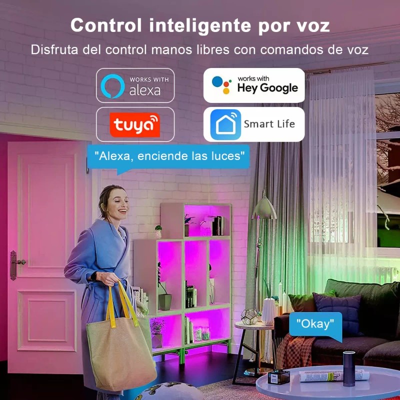 Moñinar Tiras Led Wifi Inteligente Alexa Multicolor Rgb Luces 20m