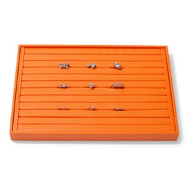Papten Leather Ring Earrings Trays Jewelery Tray Ring Earrings Organizer Tray For Rings, Earrings, Coins, Brooches Organizer (Orange)