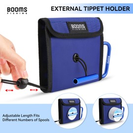 Booms Fishing Leader Holder Wallet: Fly Fishing Tippet Line Storage with10 Clear Pocket and Tippet Holder - Blue Fly Fishing Bag with Carabiner Clip