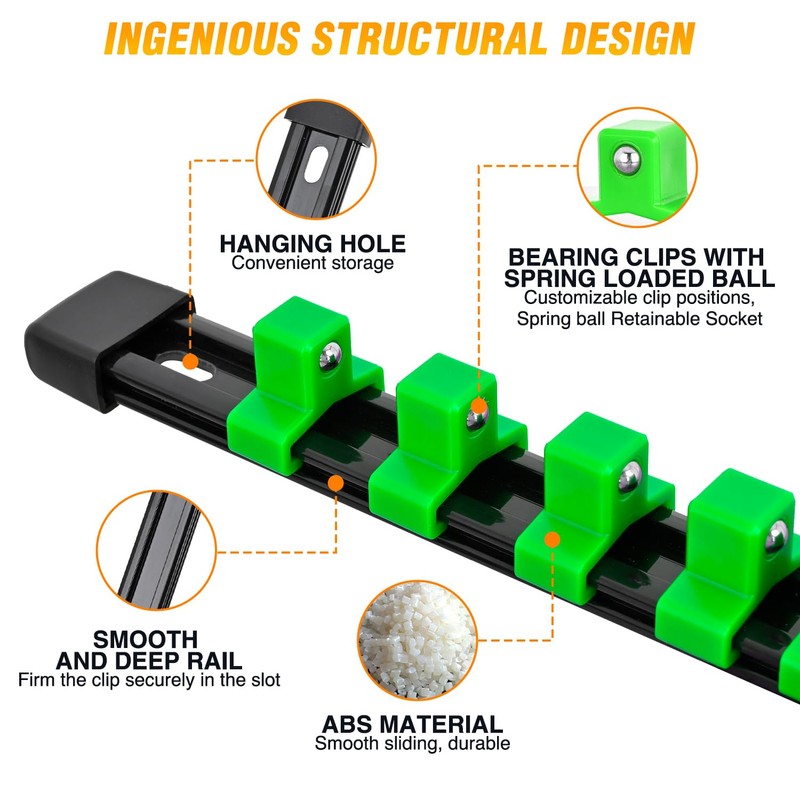 GOOACC Socket Organizer ABS Socket Holder Set 1/4" 3/8" 1/2"