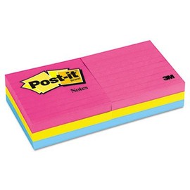 Post-it: Neon Colour Notes, 3 x 3, Neon Colours, Six 100 Sheet Pads per Pack - Sold as 1 PK