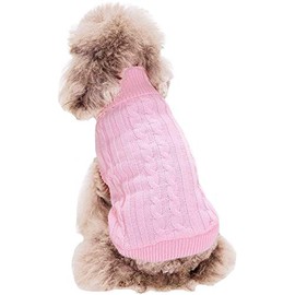 FAMI Dog Clothes Dogs Sweater Soft Puppies Clothing Winter Puppy Sweaters Warm Outfit for Dogs Small XS S Cat Apparel (Pink,Medium)