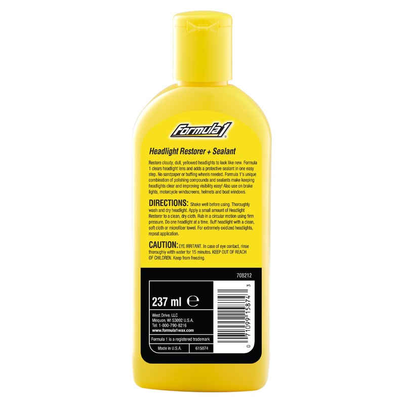 Formula 1 Headlight Restorer & Sealant – One Step Polish