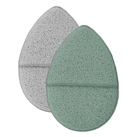 S&T INC. Face Scrubber Exfoliator, Facial Sponges for Face Wash, Reusable Makeup Remover Exfoliating Pads, Gray and Sage, 2.6 in x 3.9 in., 2 Pack