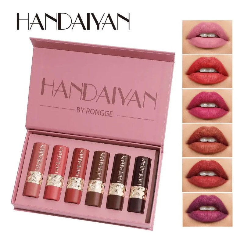 Set De 6 Lápices Labiales Mate, Colores Naturales Fáciles De