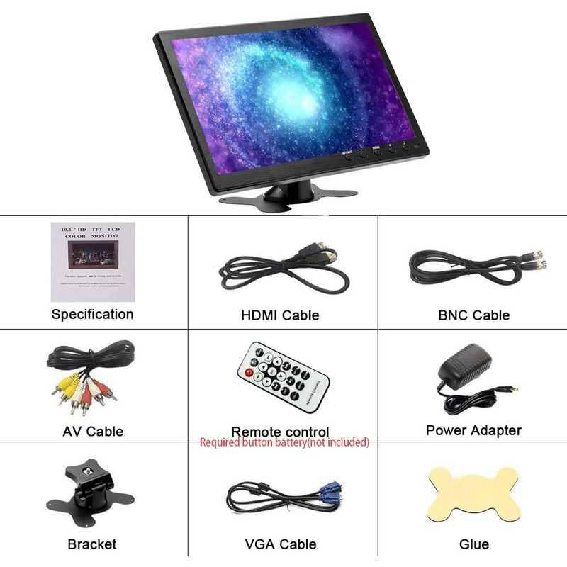 Hikity 10.1 Inch Small HDMI Monitor Portable CCTV Monitors 1280x600