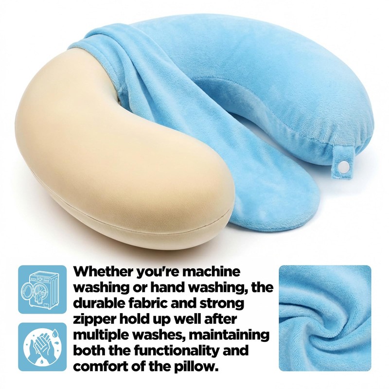 Xelsluthe 2 Pack Neck Pillow Covers with Zipper, Reusable Travel