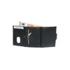 Slim Wallet Deluxe, Black cowhide leather with zip pocket, S,