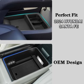Neepiar Center Console Organizer Tray Compatible with 2024 2025 Hyundai Santa Fe Interior Storage Box Insert Secondary Accessories (2PCS Center Console Tray)