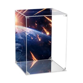 CHILLCASE UV Printed Background Acrylic Display Case with Mirror Base Anime Scene Clear Display Box Stand for Collectible Showcase for Action Figures Models PVC（War,9.8×9.8×13.8 inch