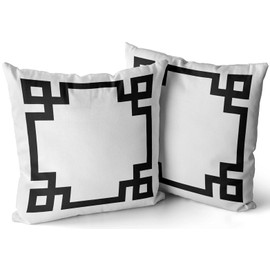 SALLEING Fashion Home Decor Pillowcase Black and White Greek Key Border Throw Pillow Cover Cushion Case 20x20 Inches Square Size Double Sided Print, 20 Inch x20 Inch