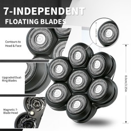 7 Blade Magnetic Head Compatible with Freebird Wyklaus, Black, 1 Pack