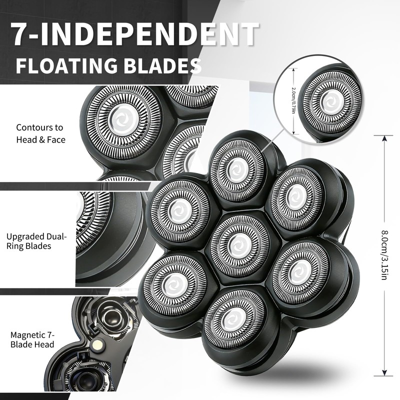7 Blade Magnetic Head Compatible with Freebird Wyklaus, Black, 1