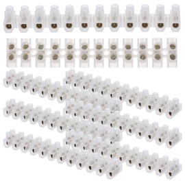 6 Pack Clear Terminal Blocks – Dual Row 12-Position Wire Connectors, 3A & 15A, with Flathead Screws and Mounting Holes, Ideal for Electrical Cable Connections and DIY Projects