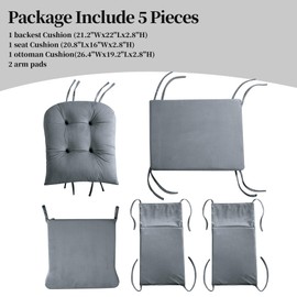 HOMBYS Glider Rocker Replacement Cushions 5 PCS with Storage Side Pocket, Velvet Fabric, Foam & Microfiber Filling, Non-slip & Washable,Thickened & Supportive, Designed for Glider Rocking Chair