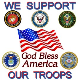 Military Branch support all.  4"X 4" vinyl.  NEW. $2.68