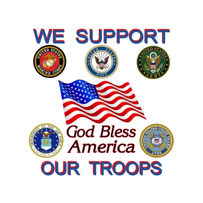 Military Branch support all. 4"X 4" vinyl. NEW. $2.68