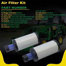 M113621 M123378 Air Filter Kit Fit for John Deere 1023E 1026R 1200 1720 1725 2030A 2210 2500,for Donaldson P822686 for Fleetguard AF25550 for Kawasaki 11013-1290 11013-7029 11013-7048 (set of 2)