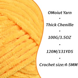 3 Pack Golden Yellow Fluffy Velvet Yarn for Crocheting,Chunky Chenille Baby Blanket Yarn for Crochet,Soft Fuzzy Puzzle Yarn for Knitting,(100g/3.53oz Each) Bulky Thick Amigurumi Crochet Yarn