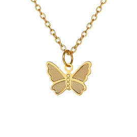 Wendalern Boho Butterfly Choker Necklace Gold Butterfly Pendant Necklaces Tiny Butterfly Chain Minimalist Thin Clavicle Necklace Jewellery for Women and Girls, Metal