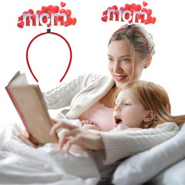 Mothers Day Heart Hairband, Red MOM Headband Gorgeous Hair Band Daily Glitter Hair Accessories for Women